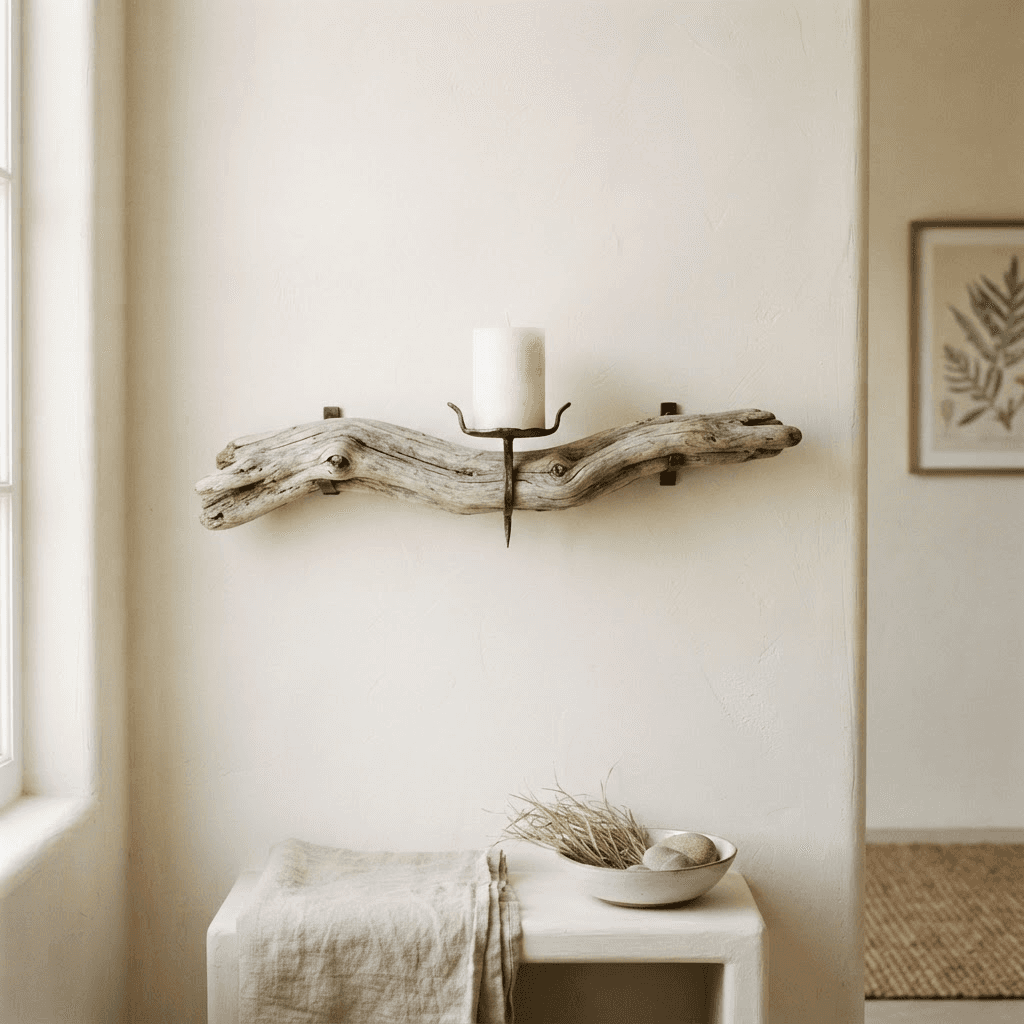 Driftwood candle sconce