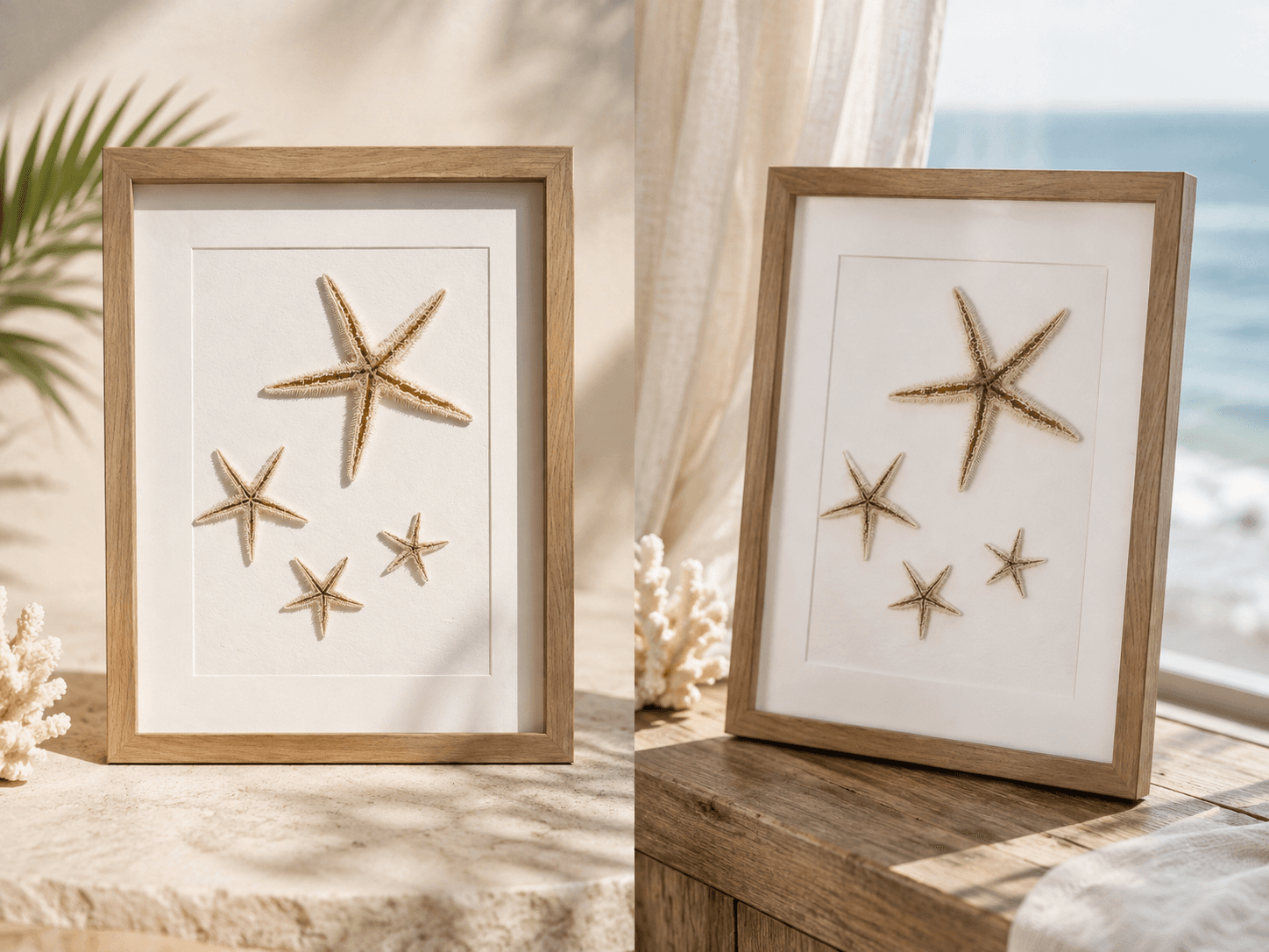 Framed Starfish Coastal Wall Art