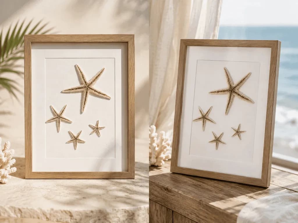 Framed Starfish Coastal Wall Art