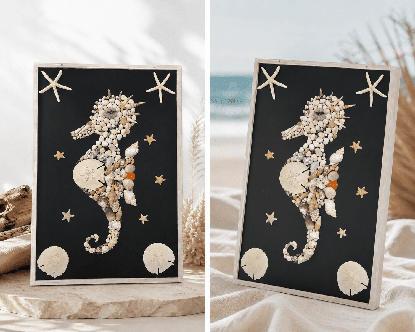Handmade Coastal Seahorse Shell Wall Art