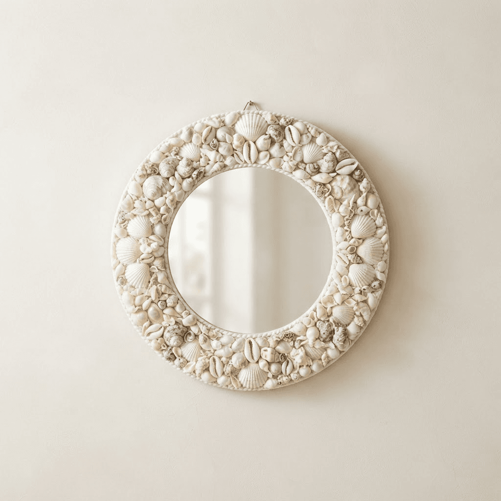 Seashell mosaic mirror