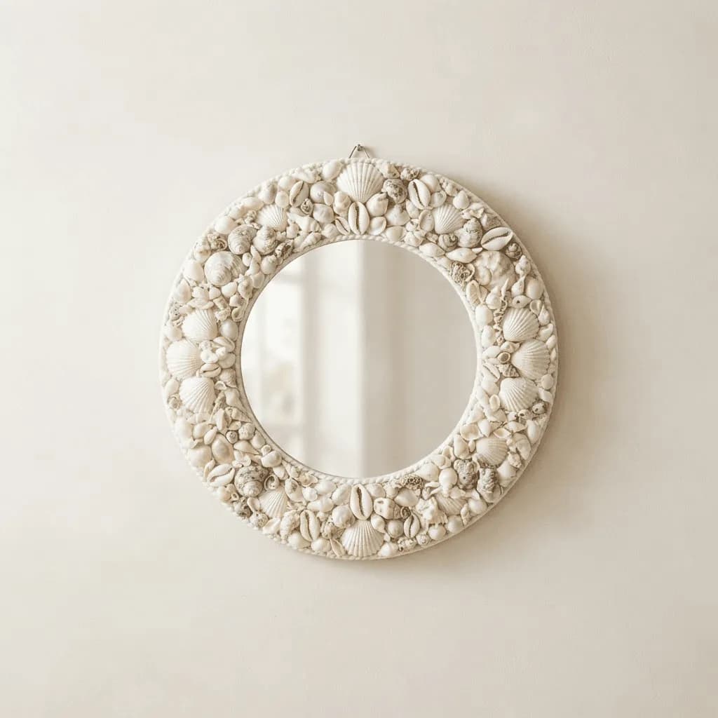 Seashell mosaic mirror