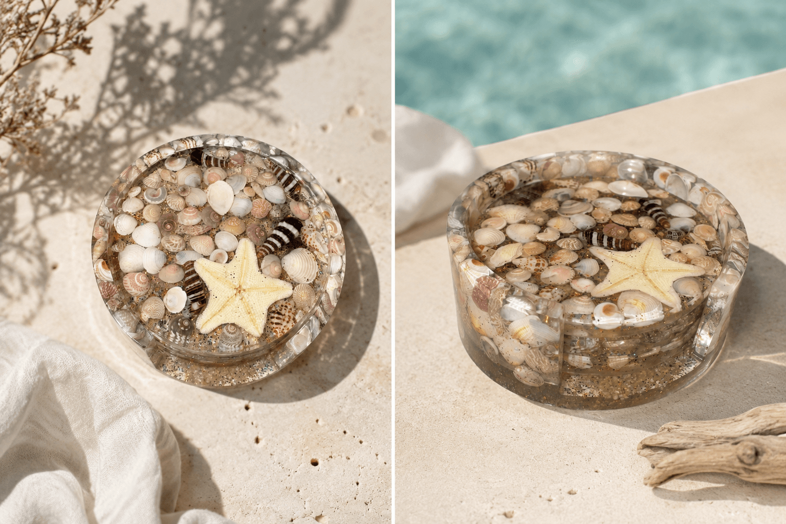 Coastal Shell Resin Coaster
